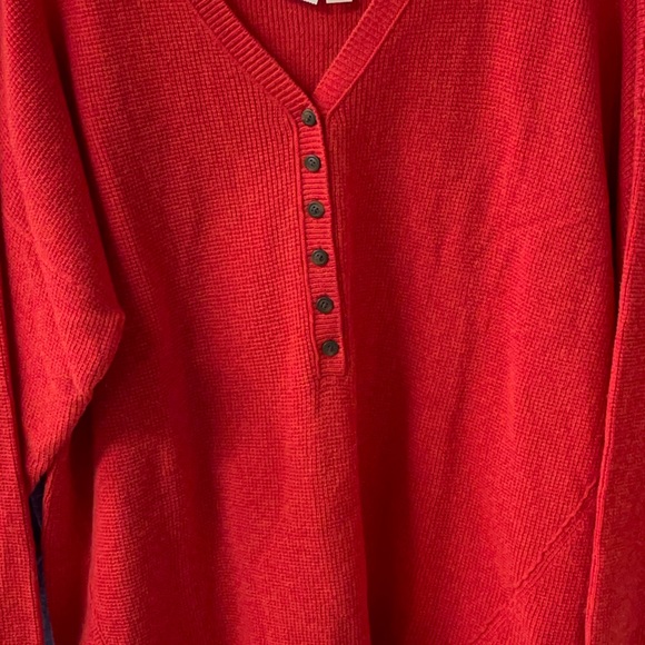 MADEWELL 3X - Red Waffle Knit Henley Sweater Wool Alpaca V-Neck Top NEW - Picture 4 of 5